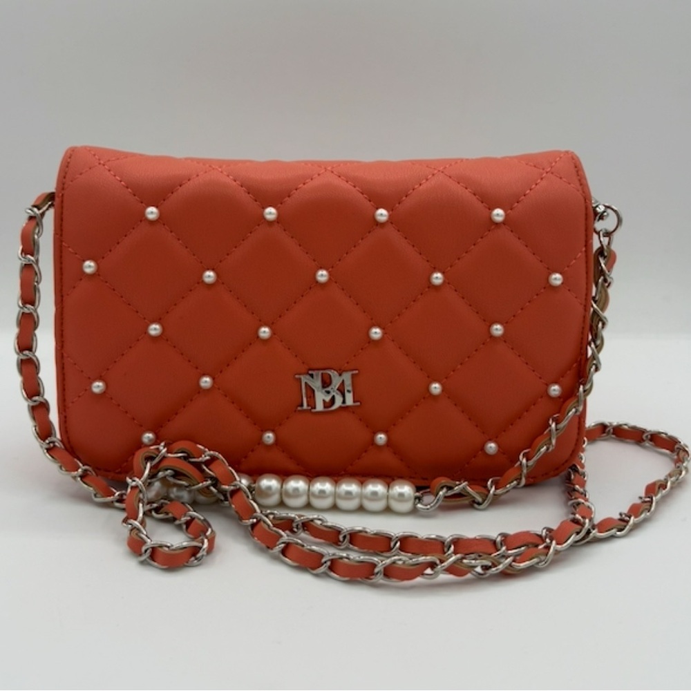 Badgley Mischka Quilted Coral Crossbody Bag